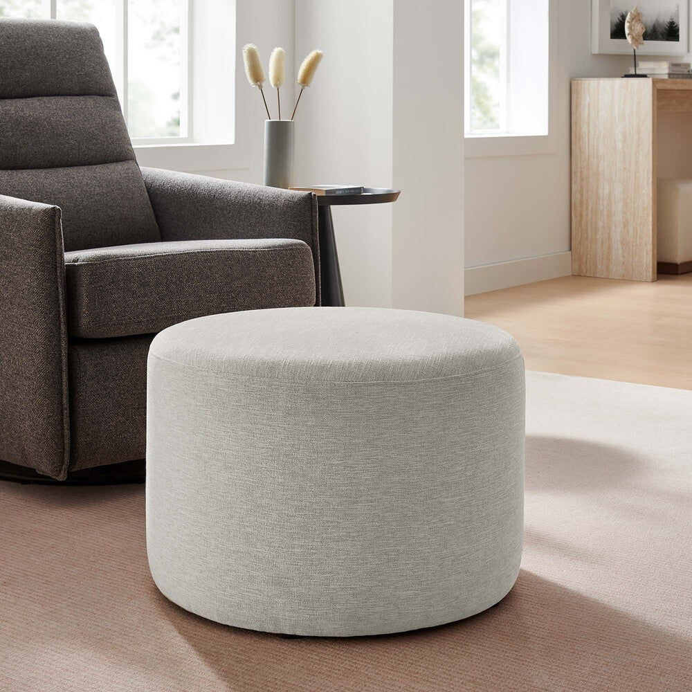EEI-6645 Callum Large 23" Round Woven Heathered Fabric Upholstered Ottoman by Modway