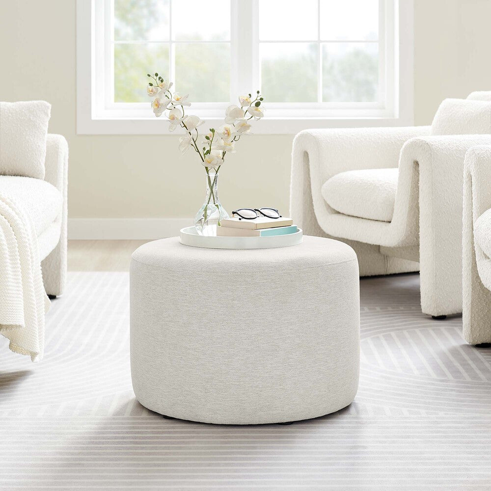 EEI-6645 Callum Large 23" Round Woven Heathered Fabric Upholstered Ottoman by Modway