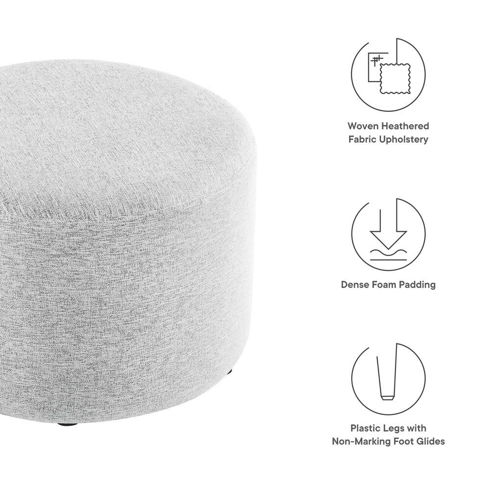 EEI-6645 Callum Large 23" Round Woven Heathered Fabric Upholstered Ottoman by Modway