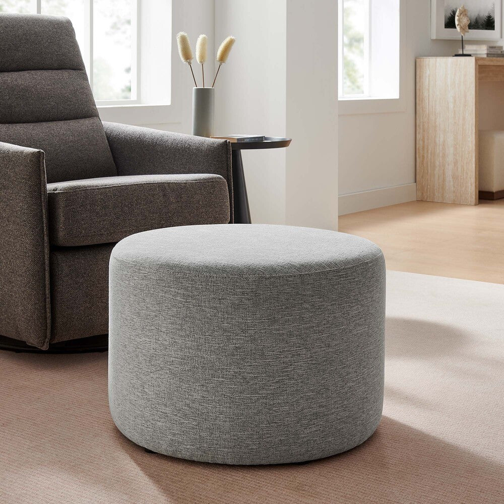 EEI-6645 Callum Large 23" Round Woven Heathered Fabric Upholstered Ottoman by Modway