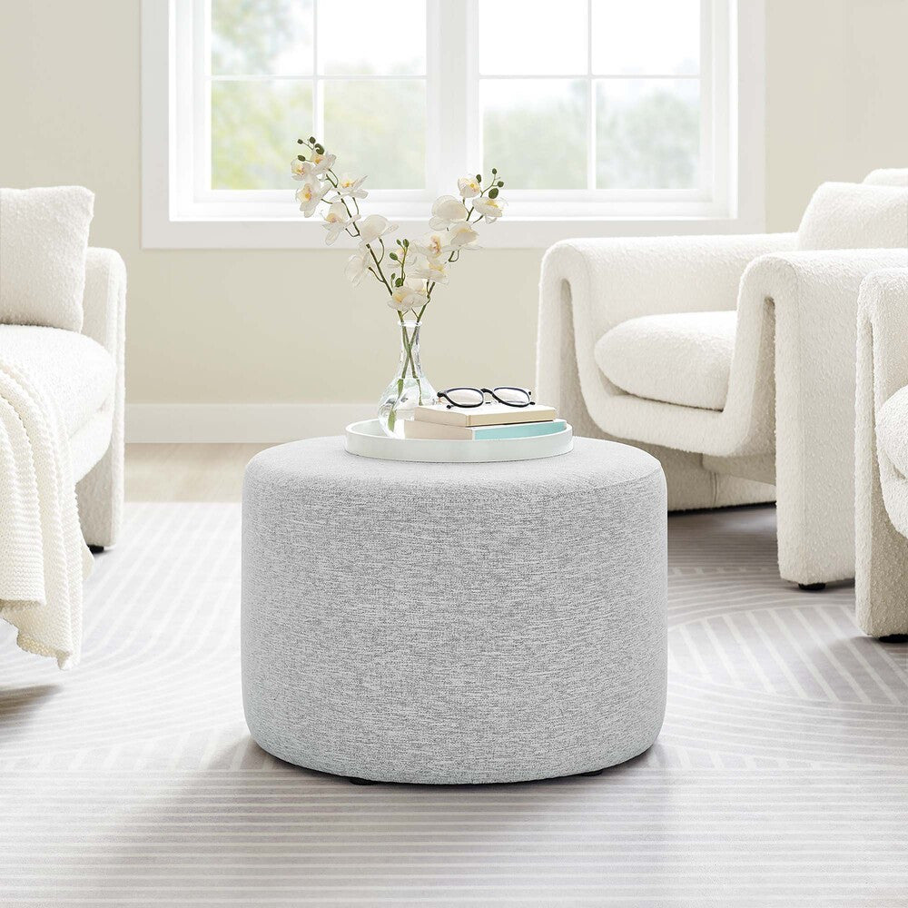 EEI-6645 Callum Large 23" Round Woven Heathered Fabric Upholstered Ottoman by Modway