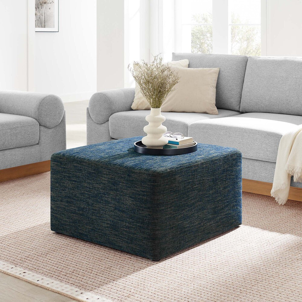 EEI-6642 Callum Large 28" Square Woven Heathered Fabric Upholstered Ottoman by Modway