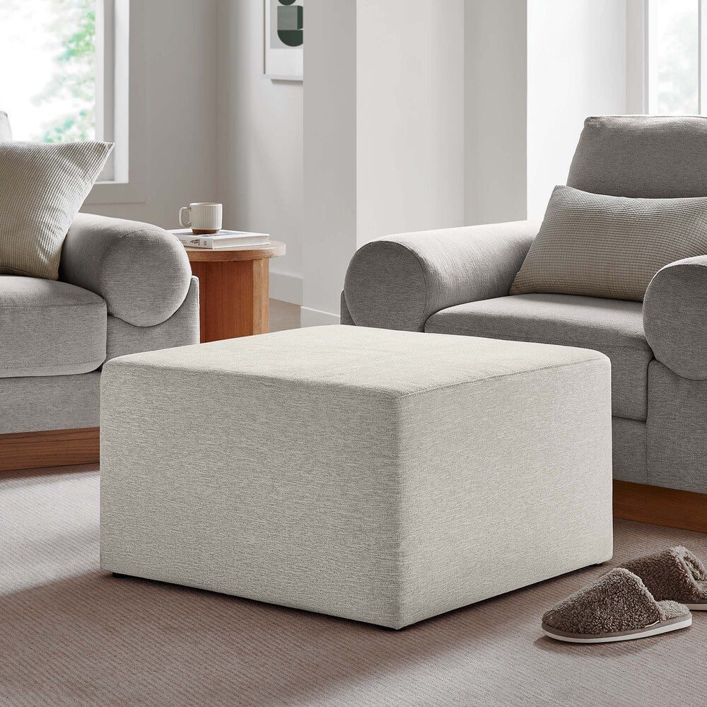 EEI-6642 Callum Large 28" Square Woven Heathered Fabric Upholstered Ottoman by Modway