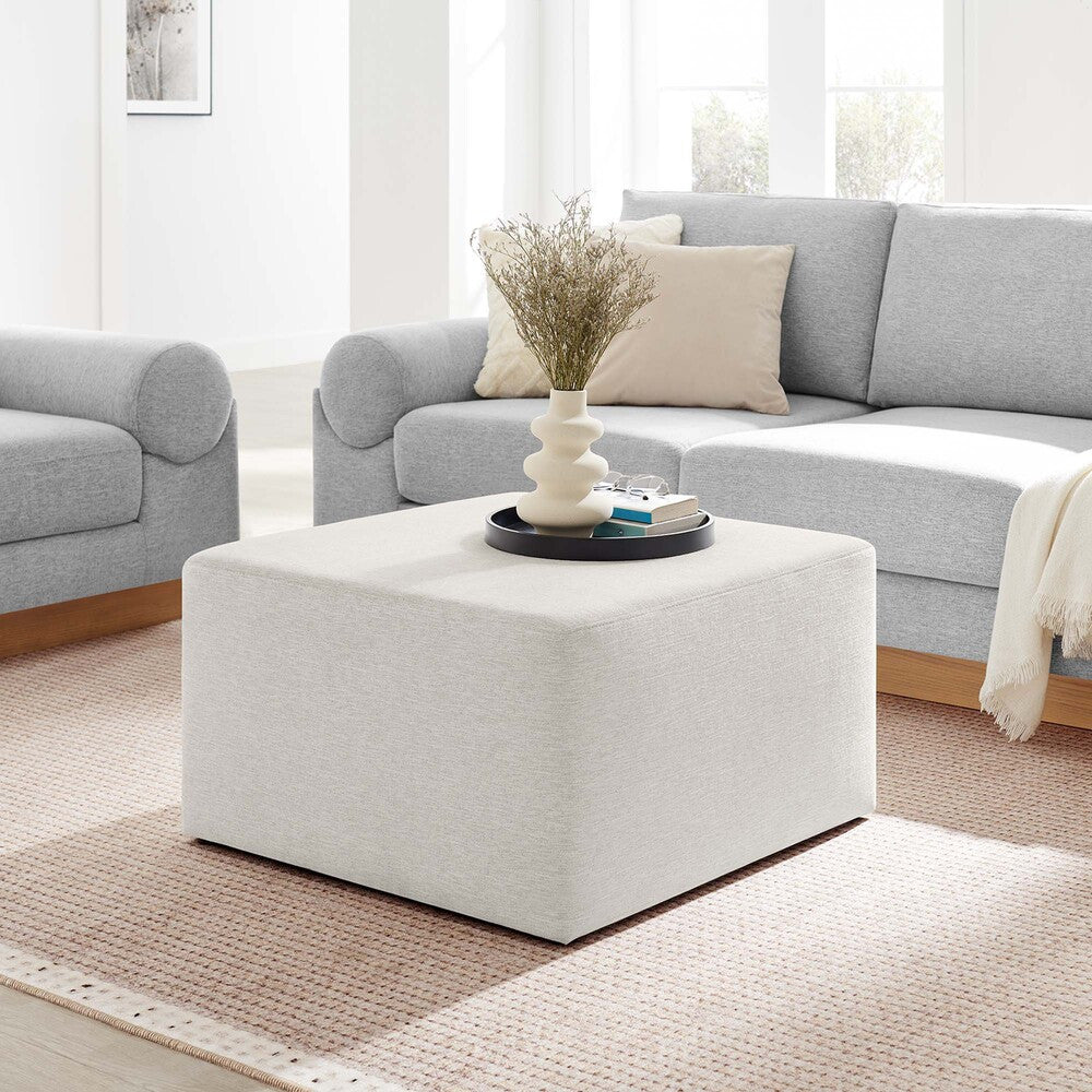 EEI-6642 Callum Large 28" Square Woven Heathered Fabric Upholstered Ottoman by Modway