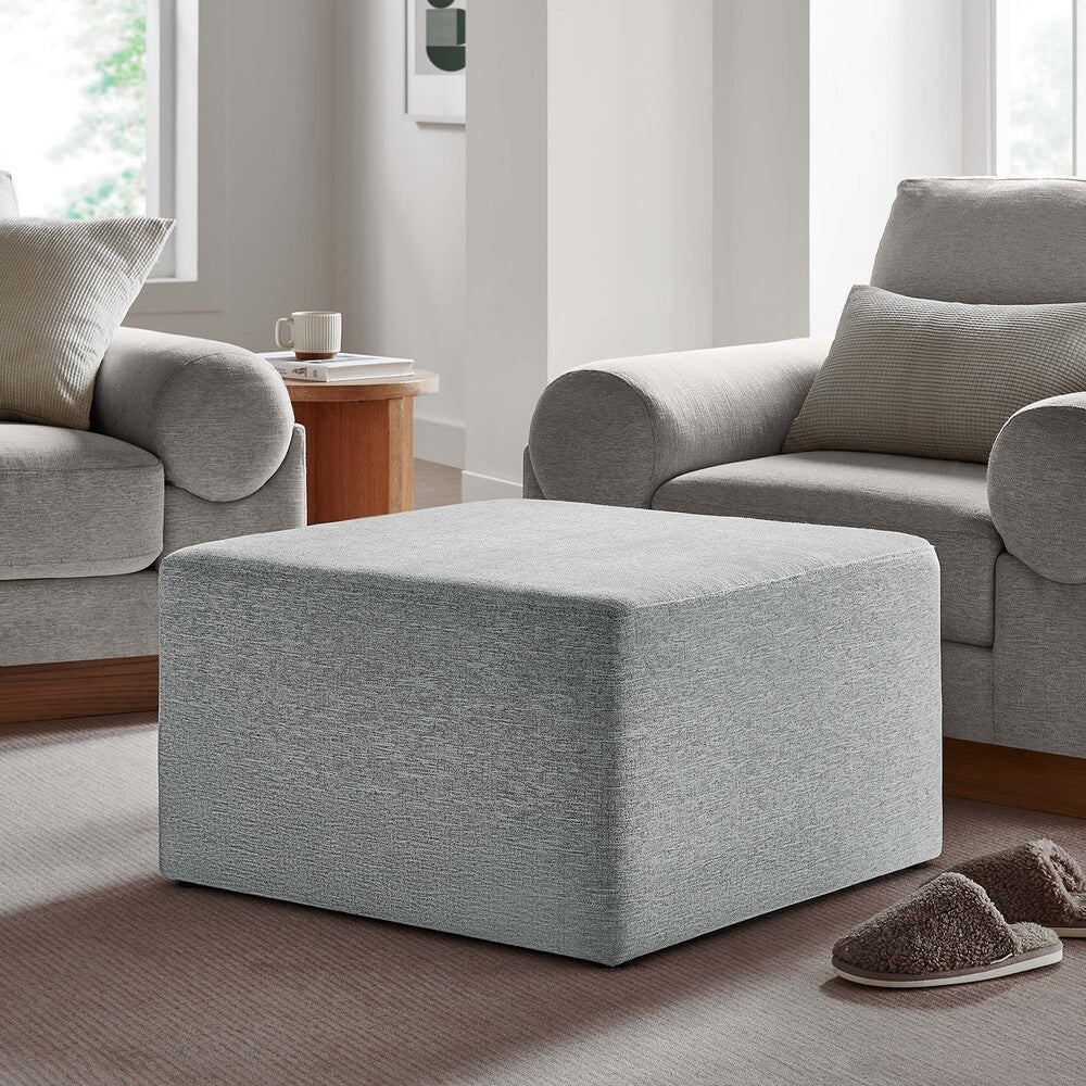 EEI-6642 Callum Large 28" Square Woven Heathered Fabric Upholstered Ottoman by Modway