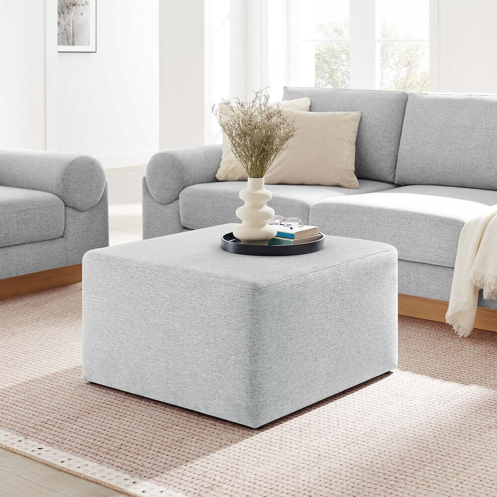 EEI-6642 Callum Large 28" Square Woven Heathered Fabric Upholstered Ottoman by Modway