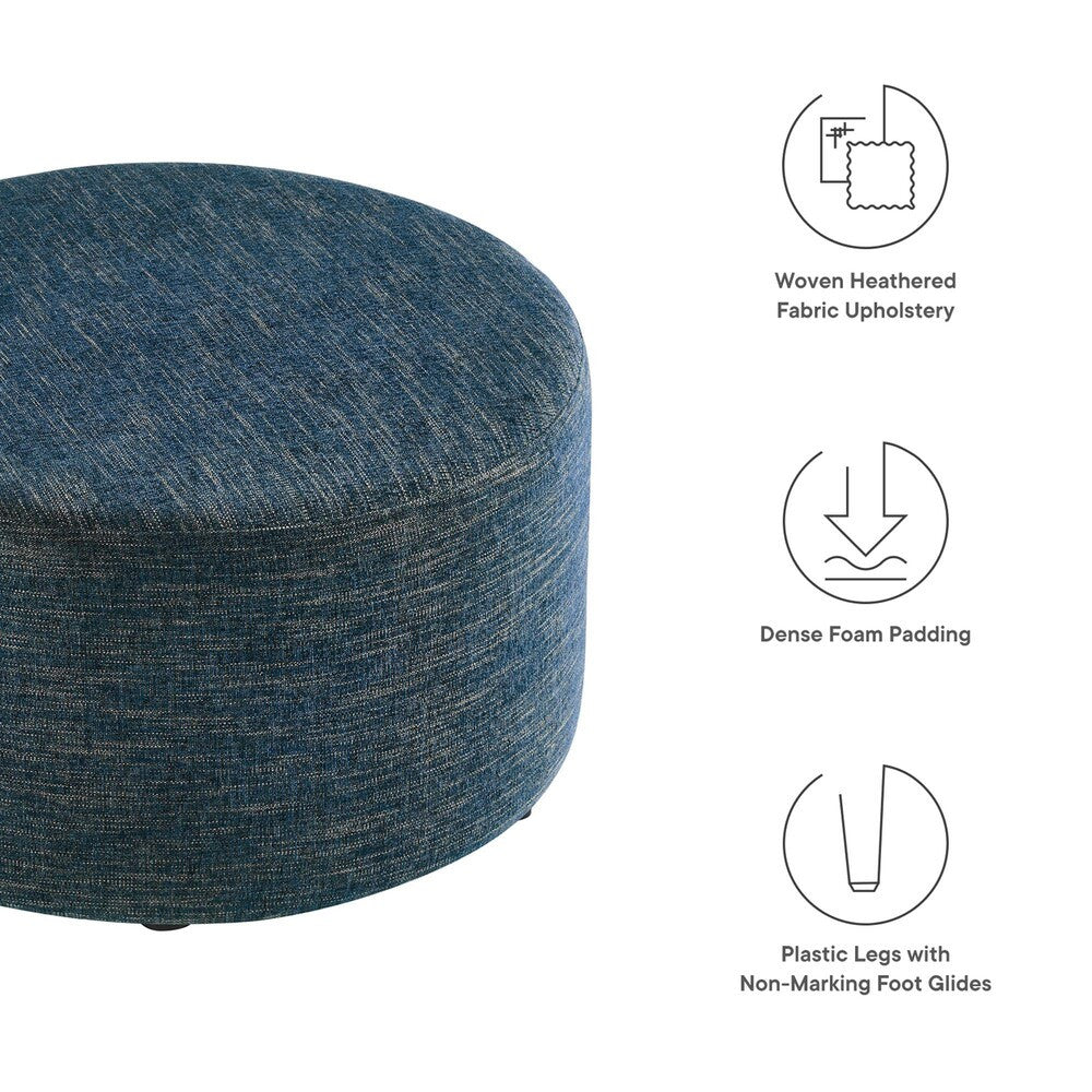 EEI-6647 Callum Large 29" Round Woven Heathered Fabric Upholstered Ottoman by Modway