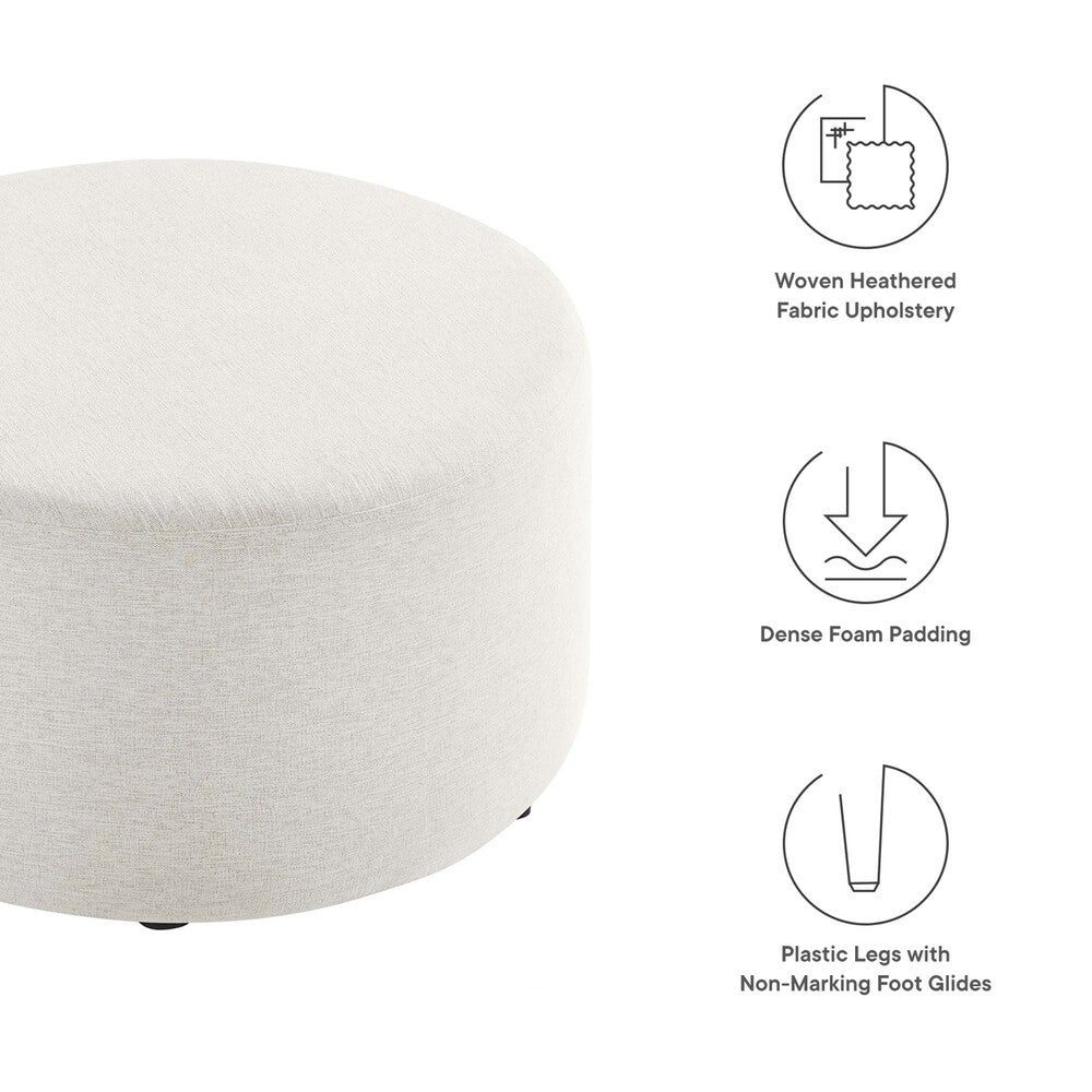 EEI-6647 Callum Large 29" Round Woven Heathered Fabric Upholstered Ottoman by Modway