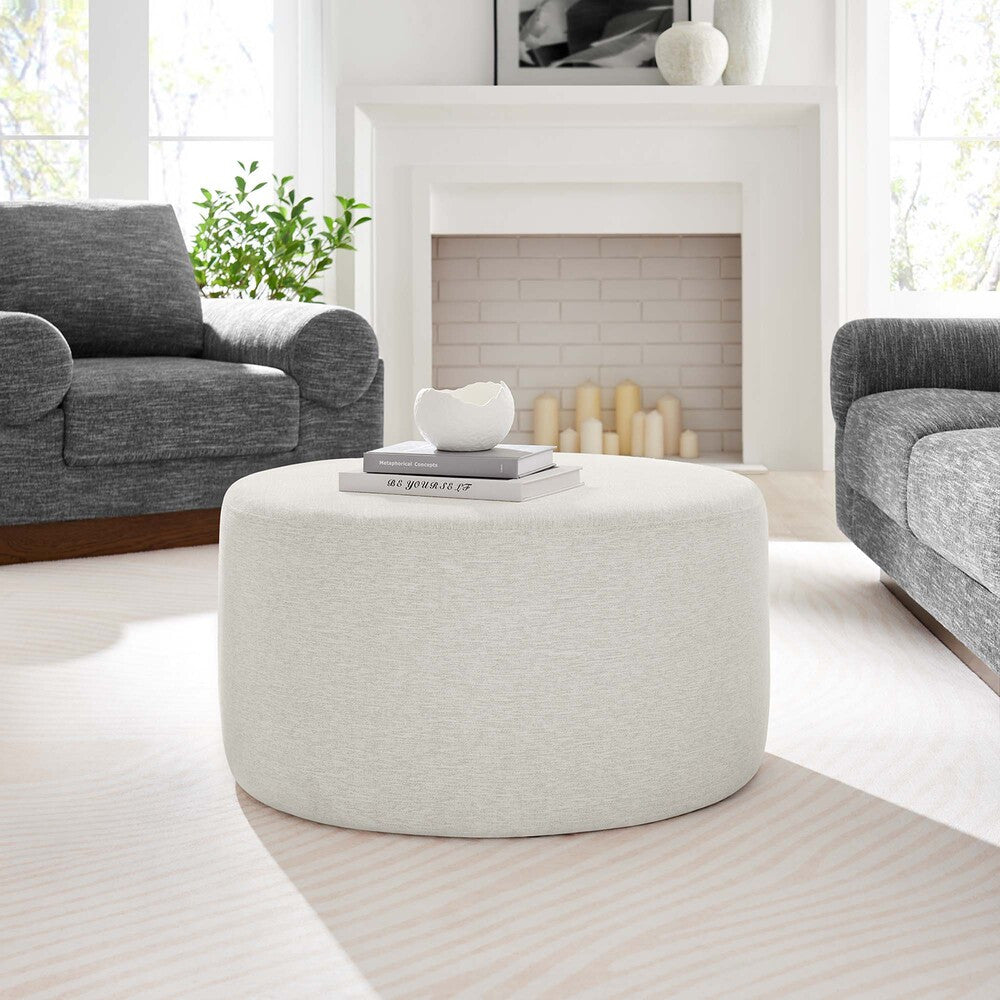 EEI-6647 Callum Large 29" Round Woven Heathered Fabric Upholstered Ottoman by Modway