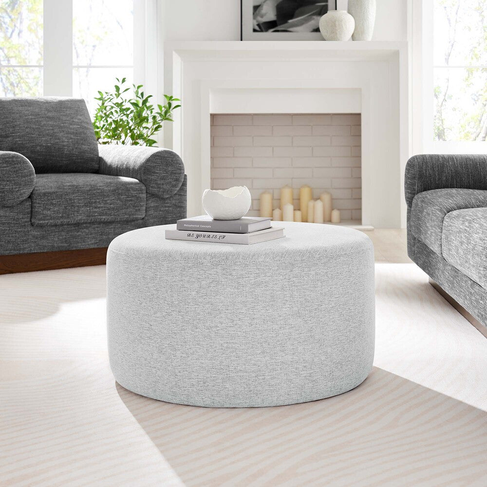 EEI-6647 Callum Large 29" Round Woven Heathered Fabric Upholstered Ottoman by Modway