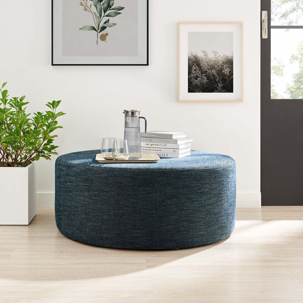 EEI-6649 Callum Large 38" Round Woven Heathered Fabric Upholstered Ottoman by Modway