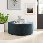 EEI-6649 Callum Large 38" Round Woven Heathered Fabric Upholstered Ottoman by Modway