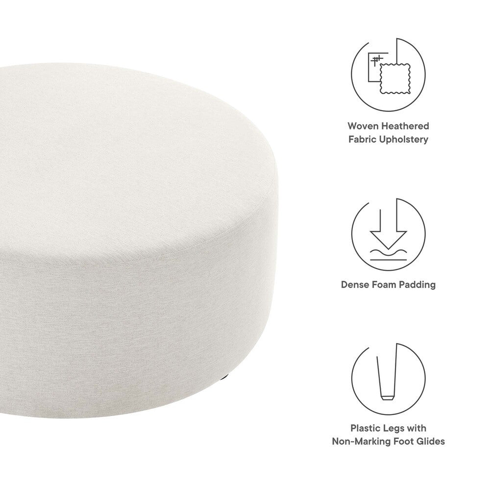 EEI-6649 Callum Large 38" Round Woven Heathered Fabric Upholstered Ottoman by Modway