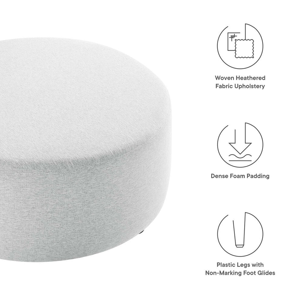 EEI-6649 Callum Large 38" Round Woven Heathered Fabric Upholstered Ottoman by Modway