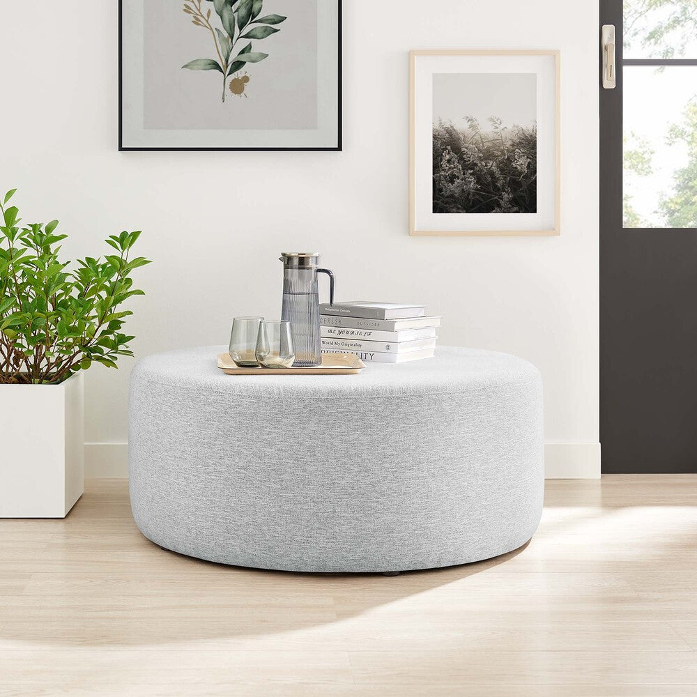 EEI-6649 Callum Large 38" Round Woven Heathered Fabric Upholstered Ottoman by Modway
