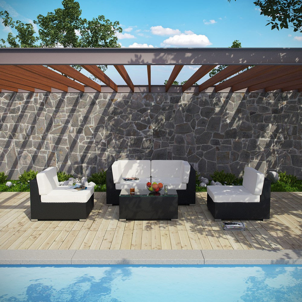 EEI-694-EXP-WHI-SET Camfora 5 Piece Outdoor Patio Sectional Set by Modway