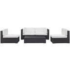 EEI-694-EXP-WHI-SET Camfora 5 Piece Outdoor Patio Sectional Set by Modway