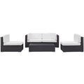 Modway EEI-694-EXP-WHI-SET Camfora 5 Piece Outdoor Patio Sectional Set Espresso White