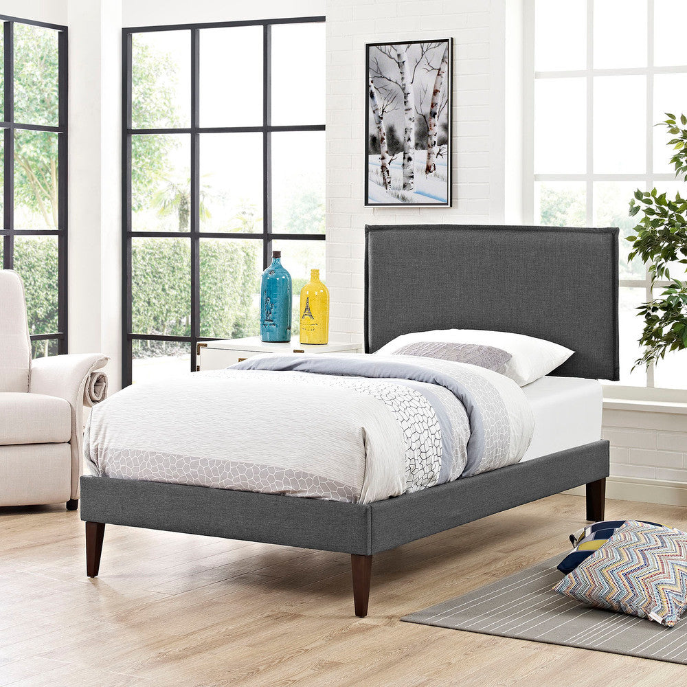 Modway Camille Fabric Twin Platform Bed with Squared Tapered Legs by Modway-MOD-5598-GRY