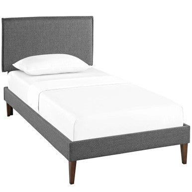 Modway MOD-5598-GRY Camille Fabric Twin Platform Bed with Squared Tapered Legs Gray