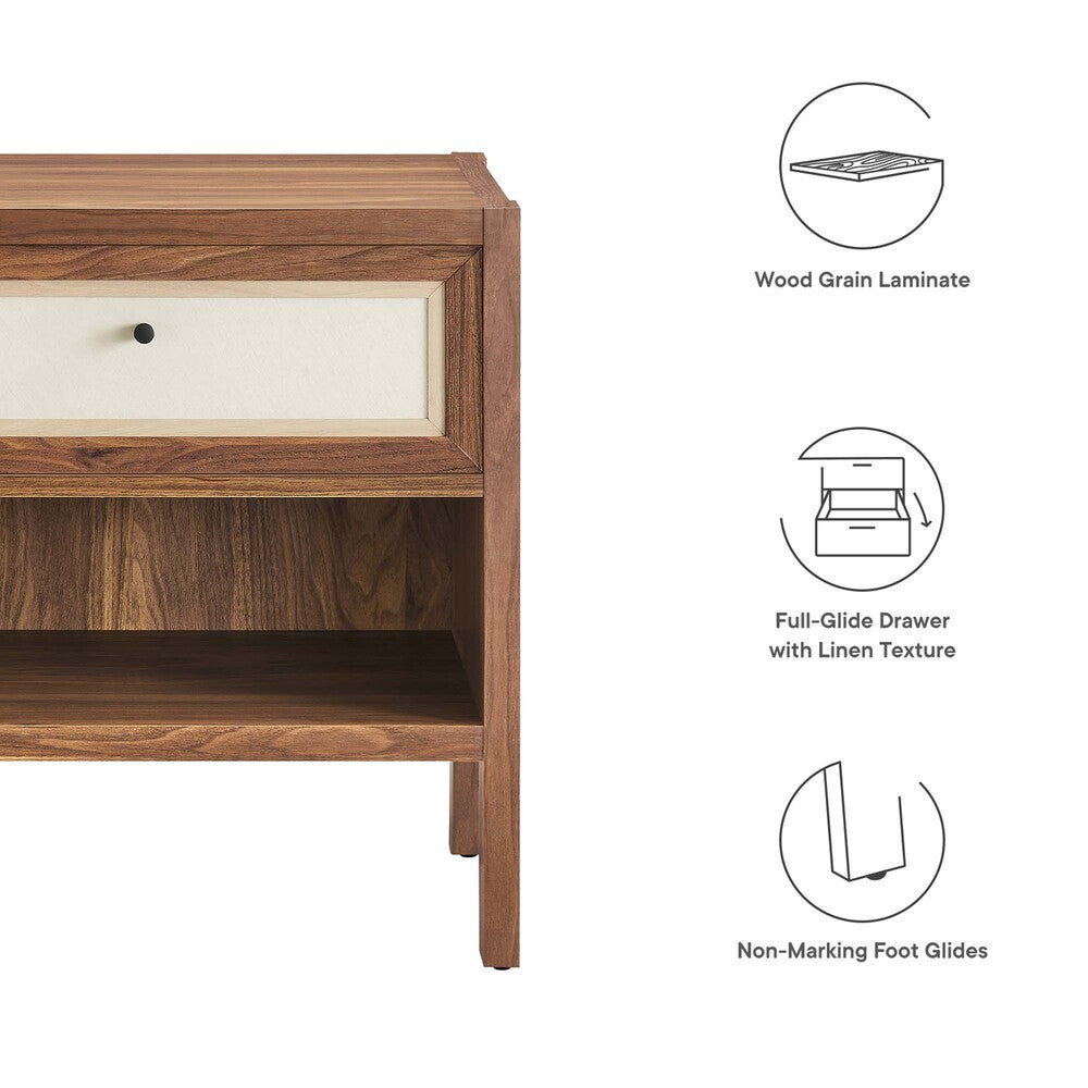 MOD-7118-WAL Capri Wood Grain Nightstand by Modway