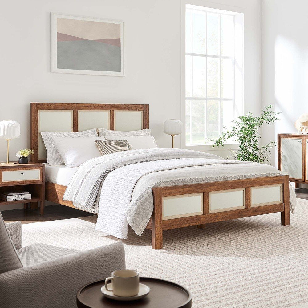 MOD-7119-WAL Capri Wood Grain Queen Platform Bed by Modway