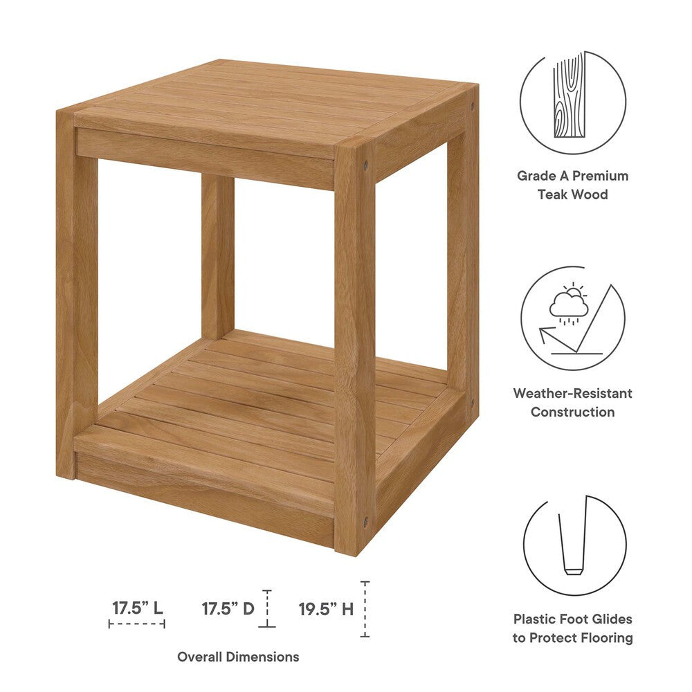 EEI-5607-NAT Carlsbad Teak Wood Outdoor Patio Side Table by Modway