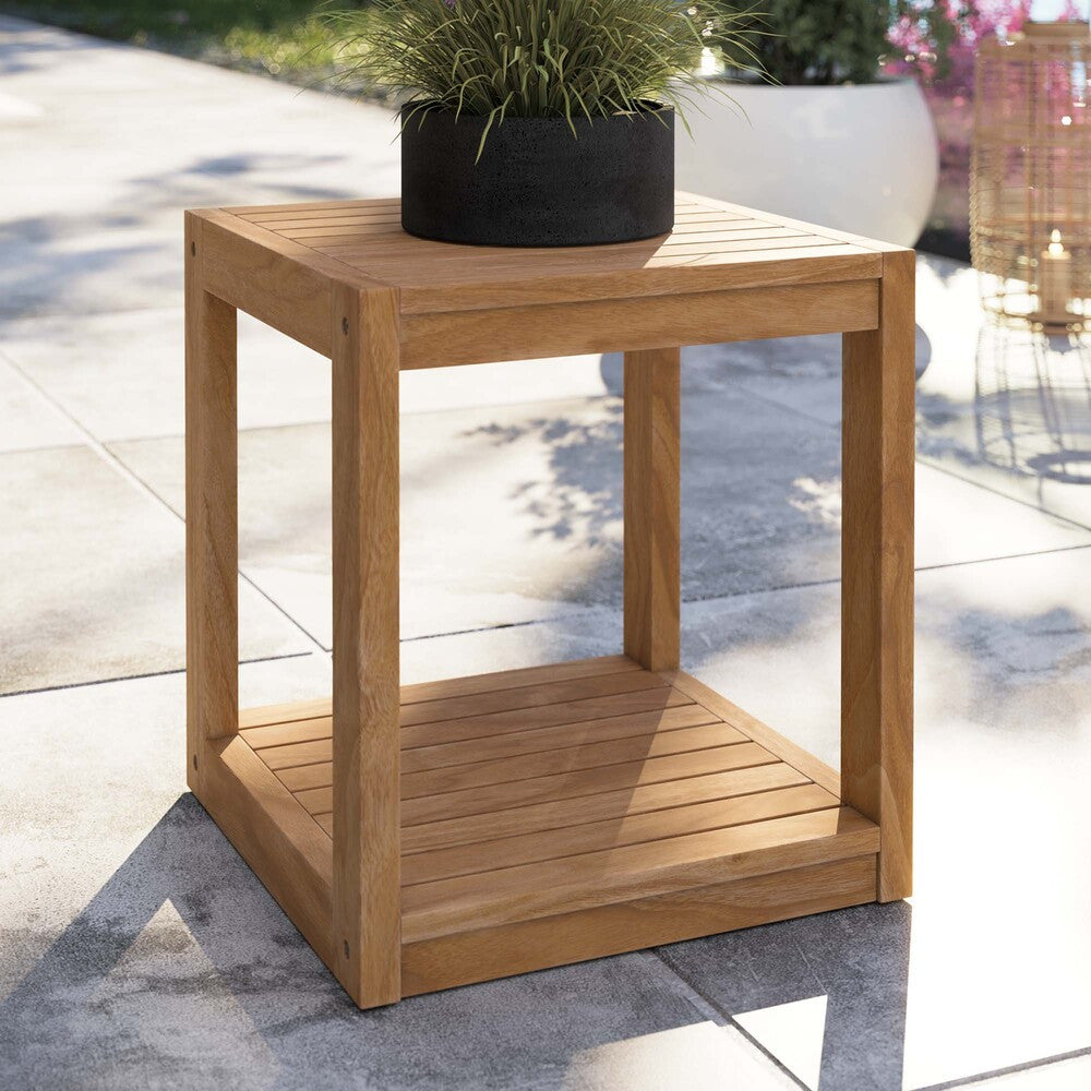 EEI-5607-NAT Carlsbad Teak Wood Outdoor Patio Side Table by Modway