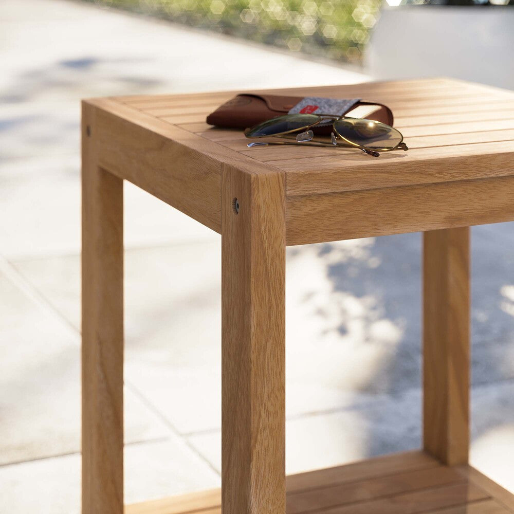 EEI-5607-NAT Carlsbad Teak Wood Outdoor Patio Side Table by Modway