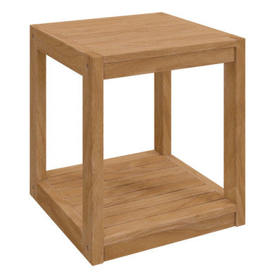 Modway EEI-5607-NAT Carlsbad Teak Wood Outdoor Patio Side Table Natural