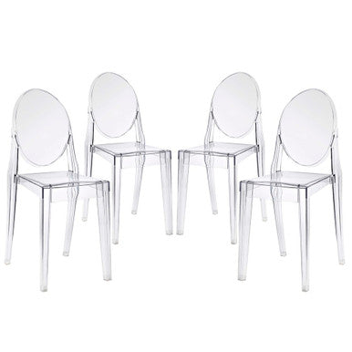 Modway EEI-908-CLR Casper Dining Chairs Set of 4 Clear