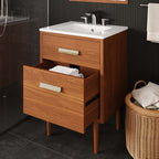 EEI-5082-NAT Cassia 24" Teak Wood Bathroom Vanity Cabinet (Sink Basin Not Included) by Modway