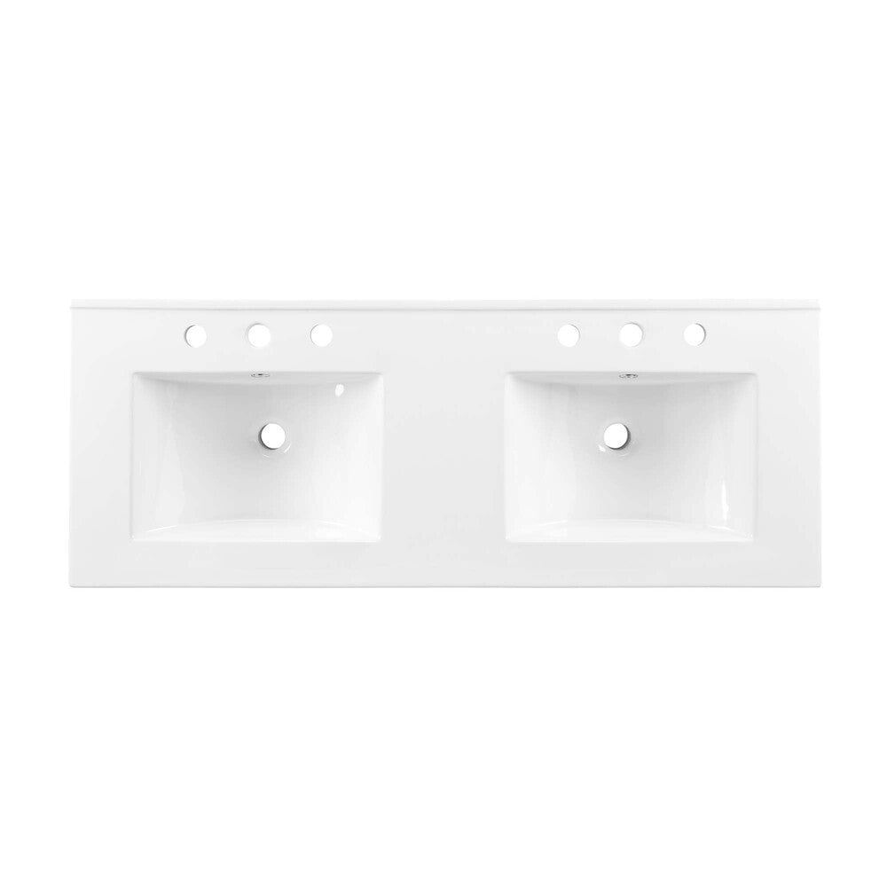 EEI-4376-WHI Cayman 48" Double Basin Bathroom Sink by Modway