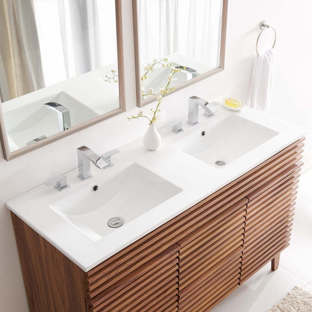 EEI-4376-WHI Cayman 48" Double Basin Bathroom Sink by Modway