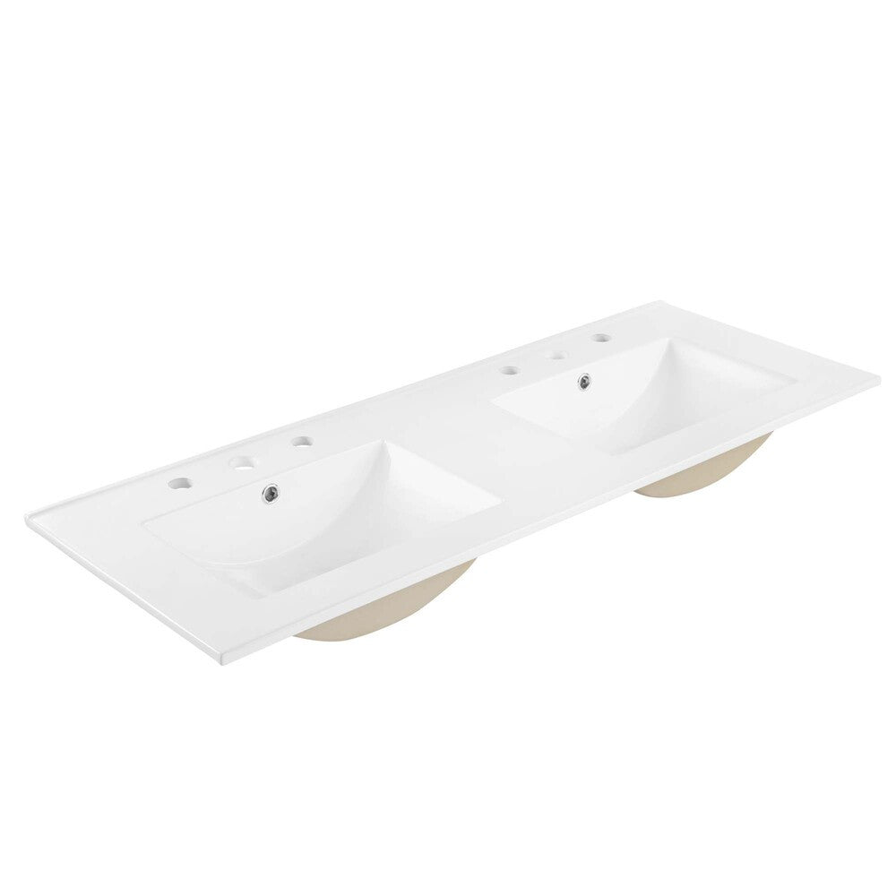 EEI-4376-WHI Cayman 48" Double Basin Bathroom Sink by Modway