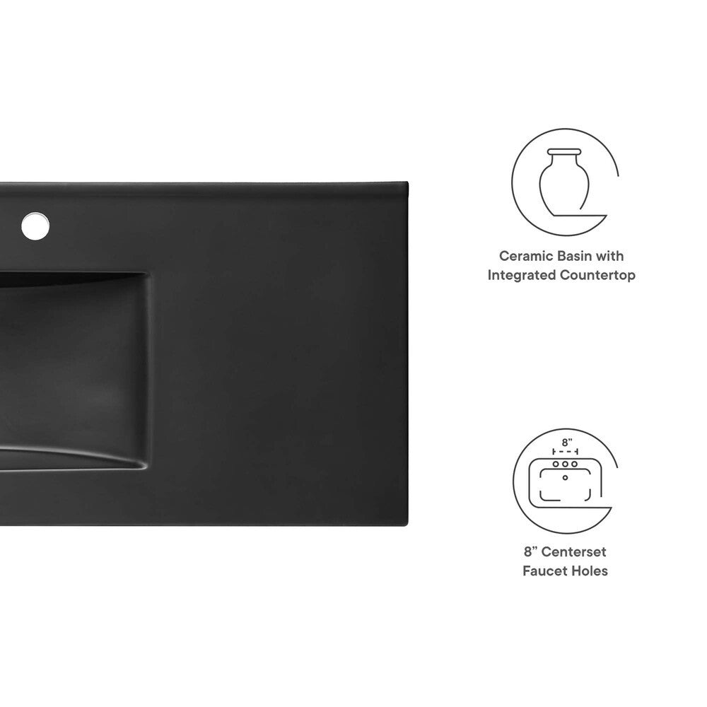 EEI-5072-BLK Cayman 48" Single Basin Bathroom Sink by Modway