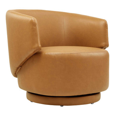 Modway EEI-6358-TAN Celestia Vegan Leather Fabric and Wood Swivel Chair Tan