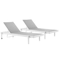 Modway EEI-4204-WHI-GRY Charleston Outdoor Patio Aluminum Chaise Lounge Chair Set of 2 White Gray