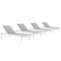 Modway EEI-4205-WHI-GRY Charleston Outdoor Patio Aluminum Chaise Lounge Chair Set of 4 White Gray