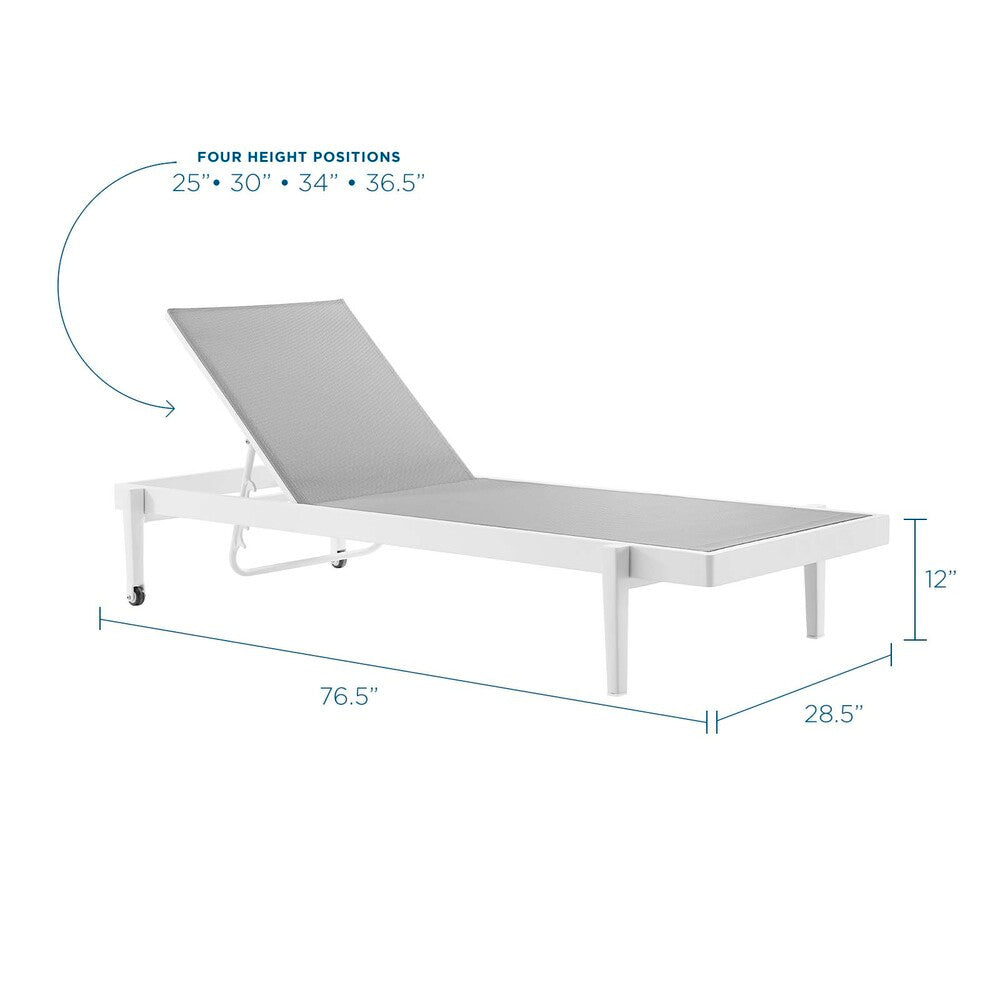 EEI-3610-WHI-GRY Charleston Outdoor Patio Chaise Lounge Chair by Modway