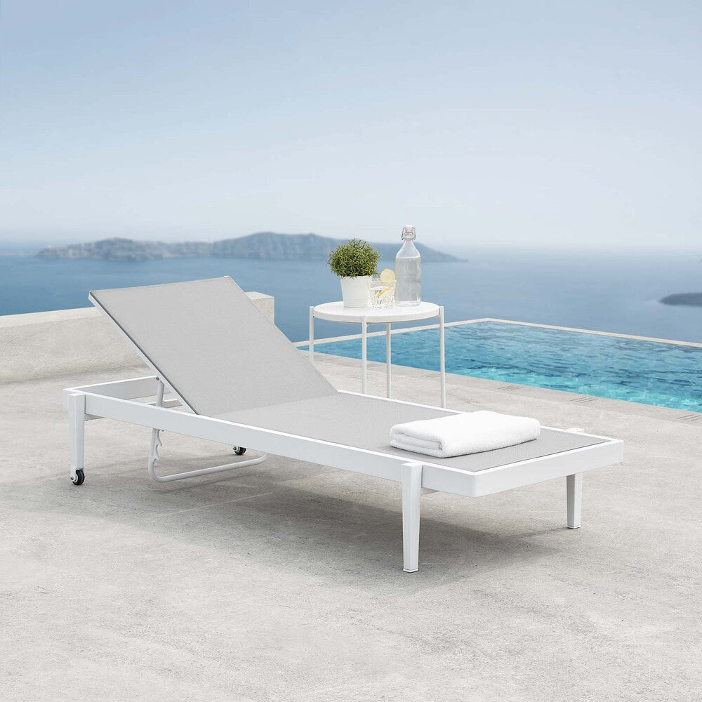 EEI-3610-WHI-GRY Charleston Outdoor Patio Chaise Lounge Chair by Modway