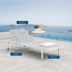 EEI-3610-WHI-GRY Charleston Outdoor Patio Chaise Lounge Chair by Modway
