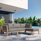 EEI-6121 Clearwater 4-Piece Outdoor Patio Teak Wood Sectional Sofa by Modway