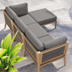 EEI-6121 Clearwater 4-Piece Outdoor Patio Teak Wood Sectional Sofa by Modway