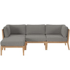 EEI-6121 Clearwater 4-Piece Outdoor Patio Teak Wood Sectional Sofa by Modway