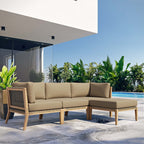 EEI-6121 Clearwater 4-Piece Outdoor Patio Teak Wood Sectional Sofa by Modway