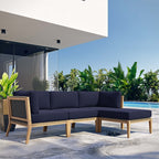 EEI-6121 Clearwater 4-Piece Outdoor Patio Teak Wood Sectional Sofa by Modway