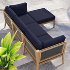 EEI-6121 Clearwater 4-Piece Outdoor Patio Teak Wood Sectional Sofa by Modway