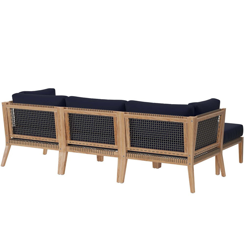 EEI-6121 Clearwater 4-Piece Outdoor Patio Teak Wood Sectional Sofa by Modway