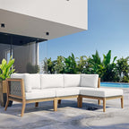 EEI-6121 Clearwater 4-Piece Outdoor Patio Teak Wood Sectional Sofa by Modway